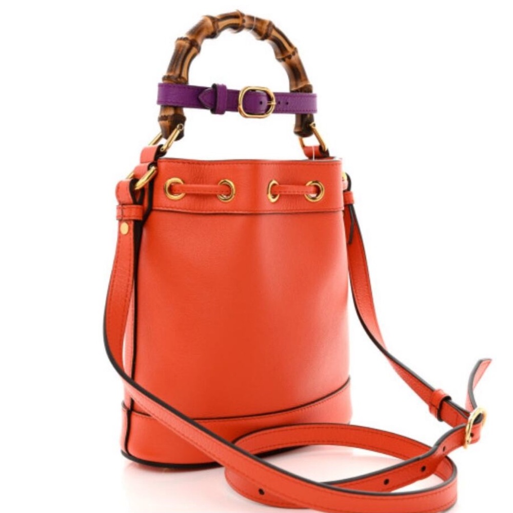 SOLD LIVE! Gucci Diana Orange Bucket Bag with Bamboo Handle & Crossbody - NWT - Picture 12 of 13